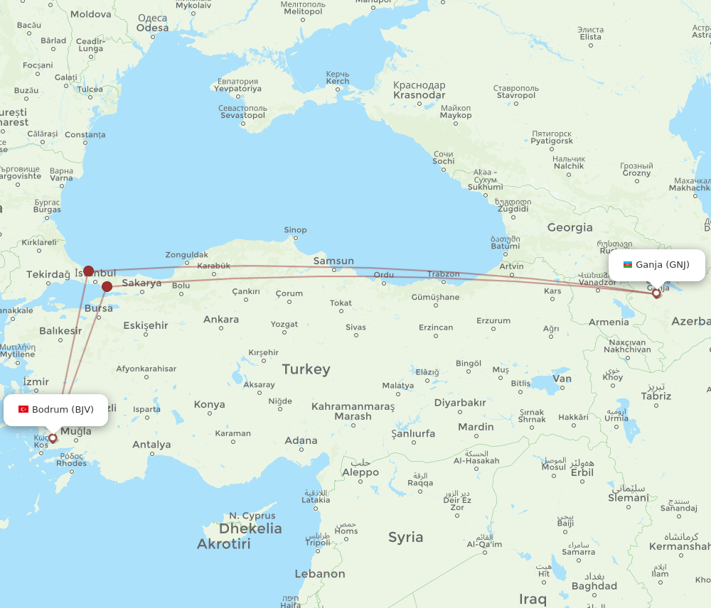 GNJ-BJV flight routes