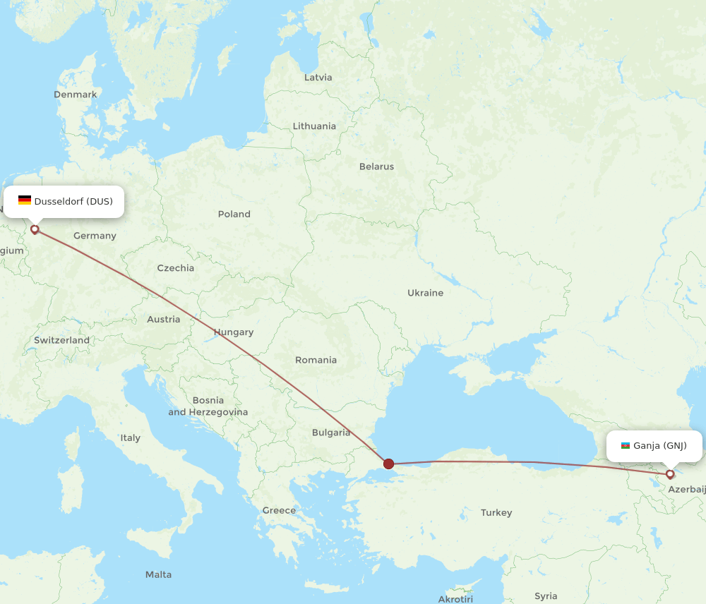 GNJ-DUS flight routes