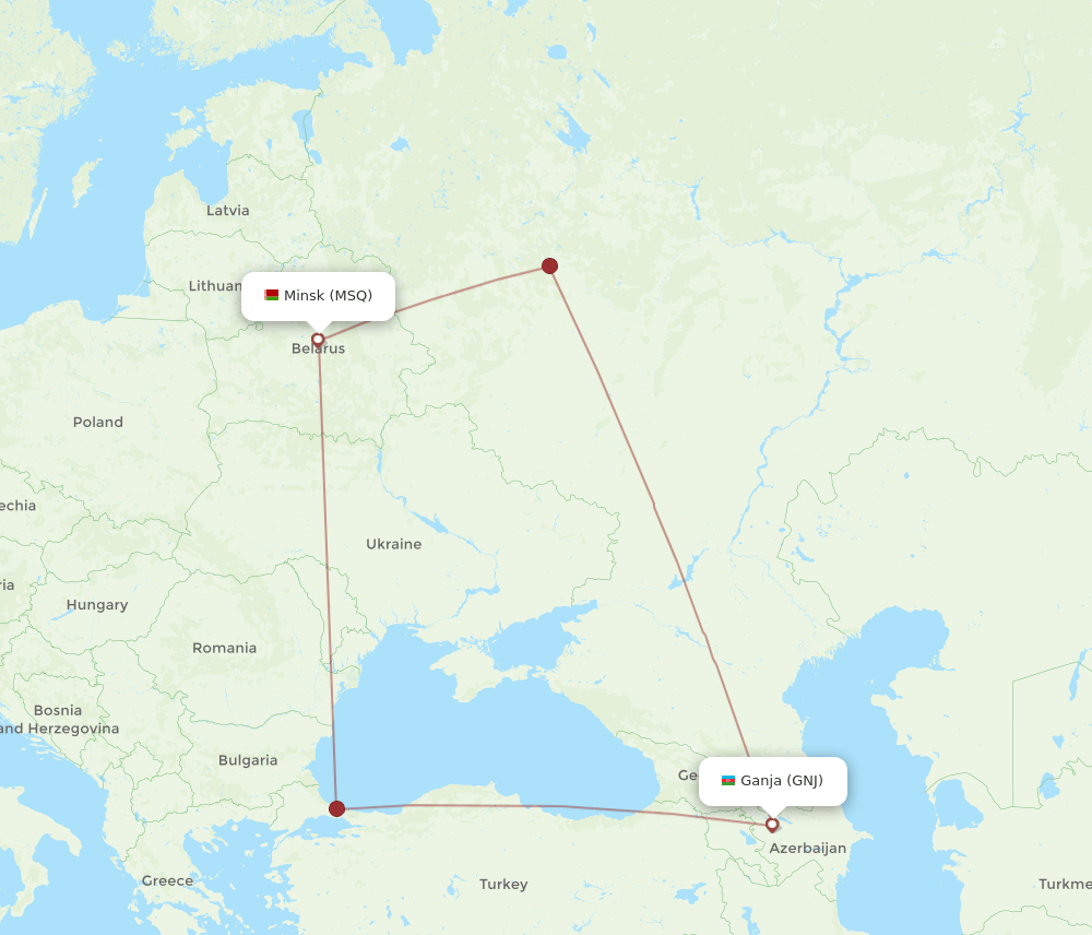 GNJ to MSQ flights and routes map