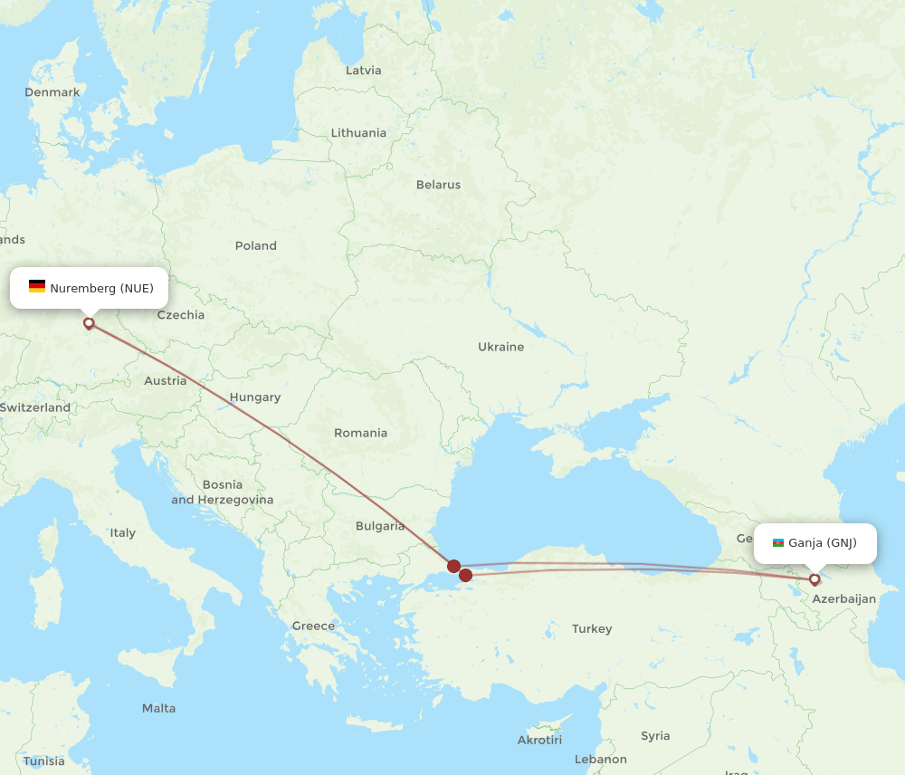 GNJ-NUE flight routes