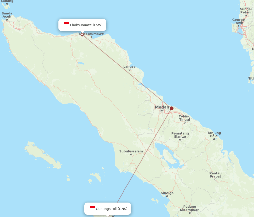 GNS to LSW flights and routes map