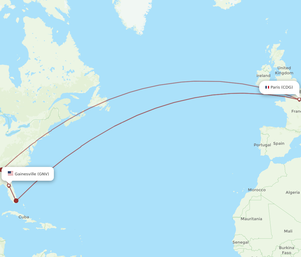 GNV-CDG flight routes