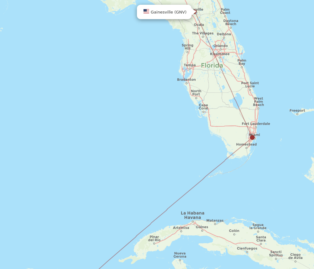 GNV to CZM flights and routes map