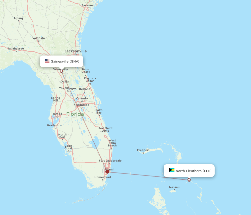 GNV-ELH flight routes