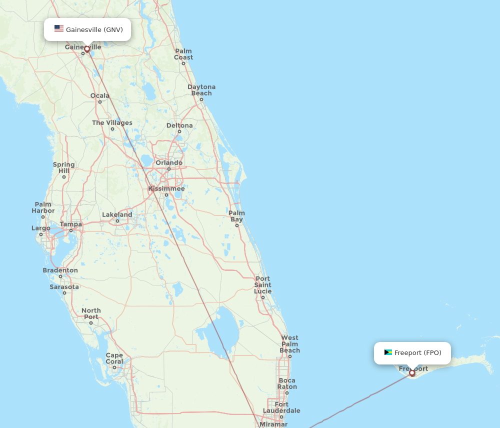 GNV-FPO flight routes
