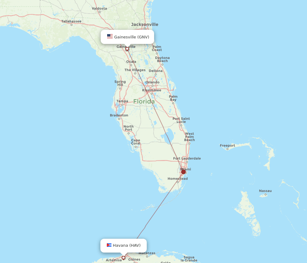 GNV to HAV flights and routes map