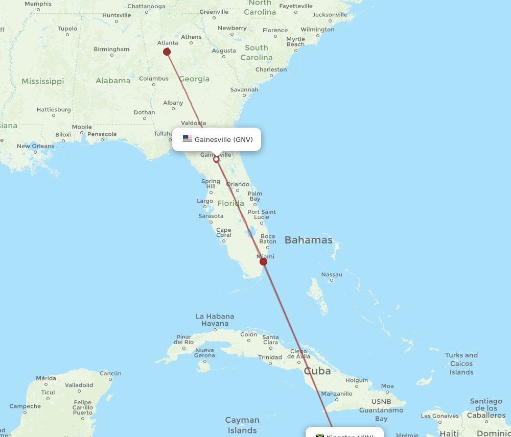 GNV-KIN flight routes