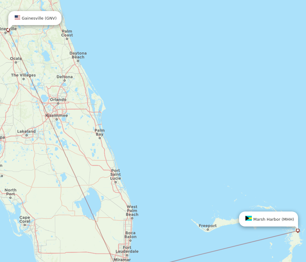 GNV to MHH flights and routes map