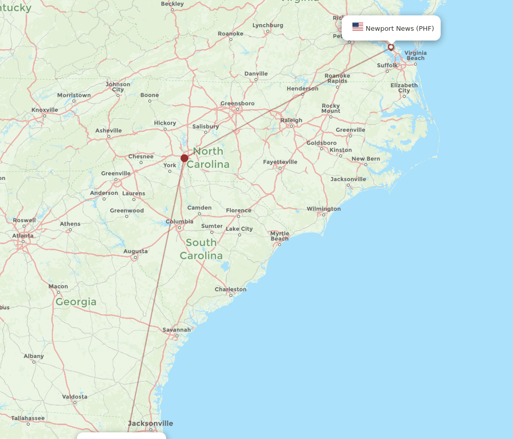 GNV-PHF flight routes