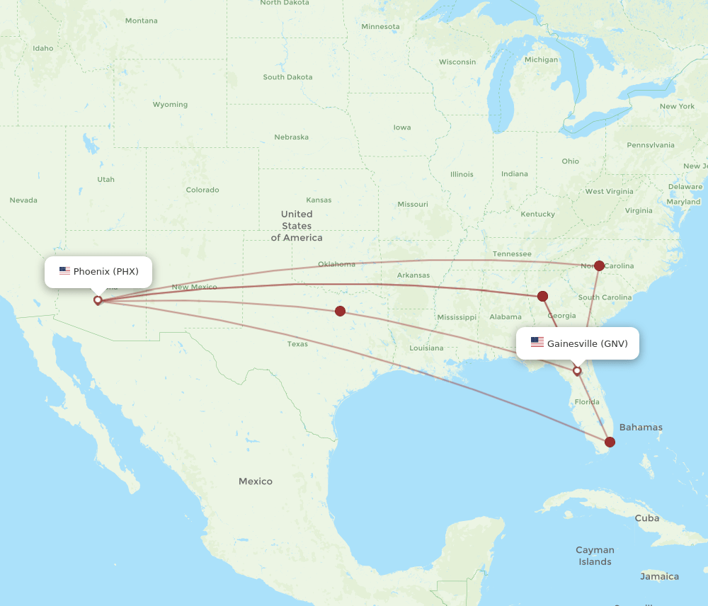 GNV-PHX flight routes