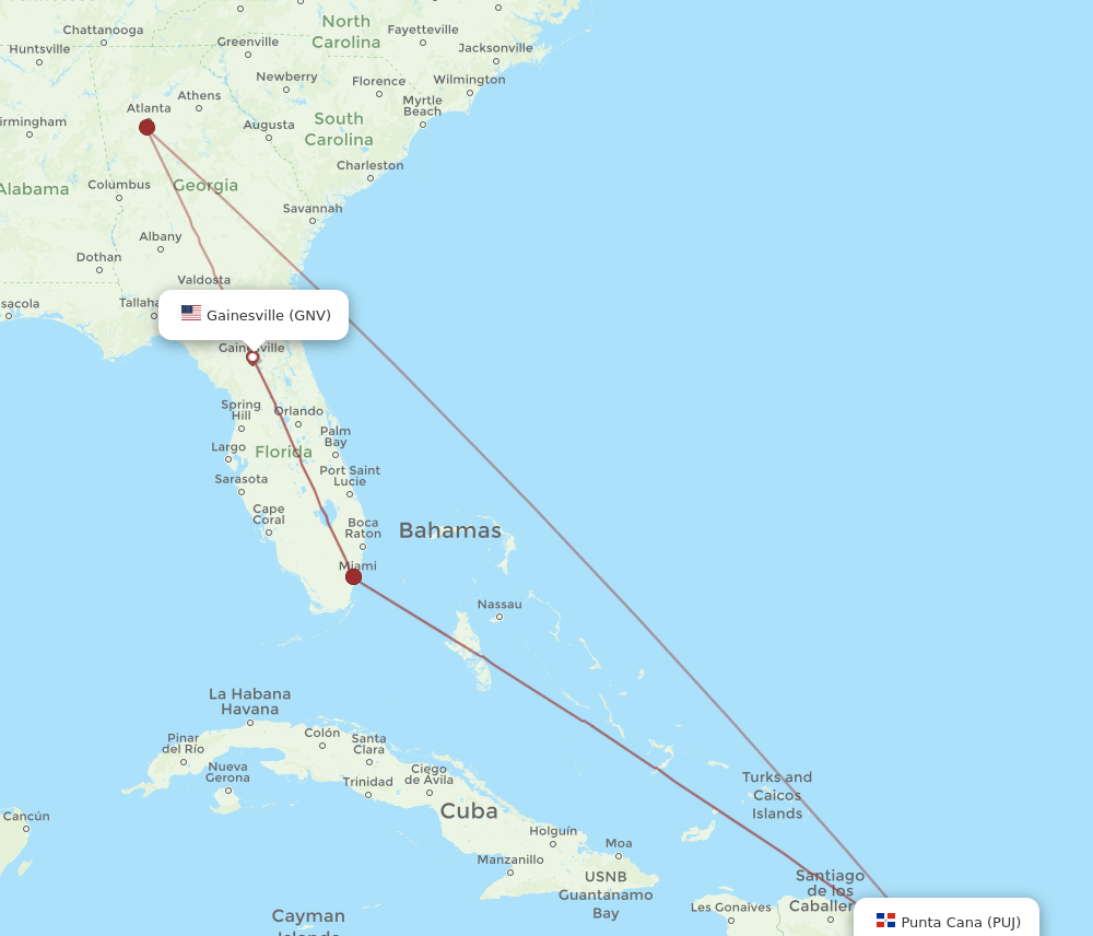 GNV-PUJ flight routes
