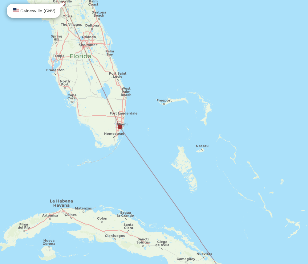 GNV-SCU flight routes