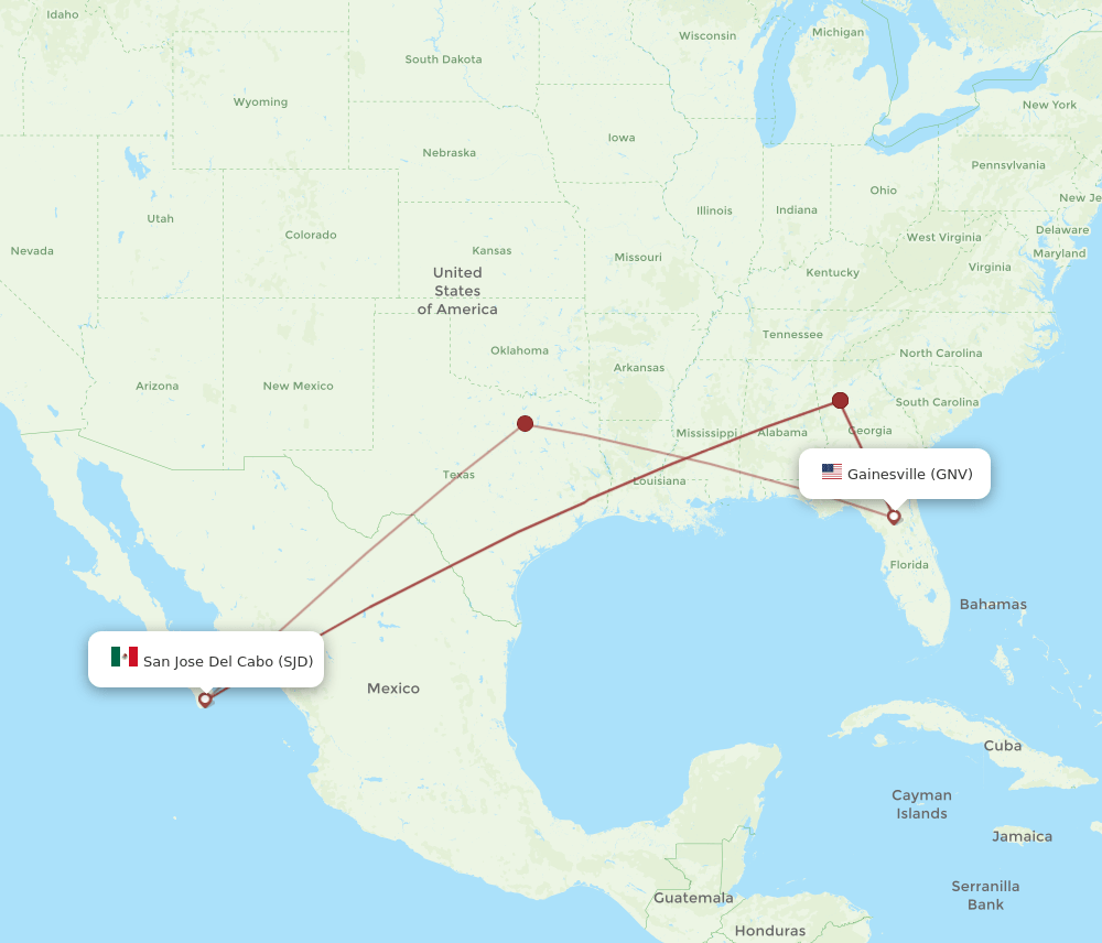 GNV-SJD flight routes