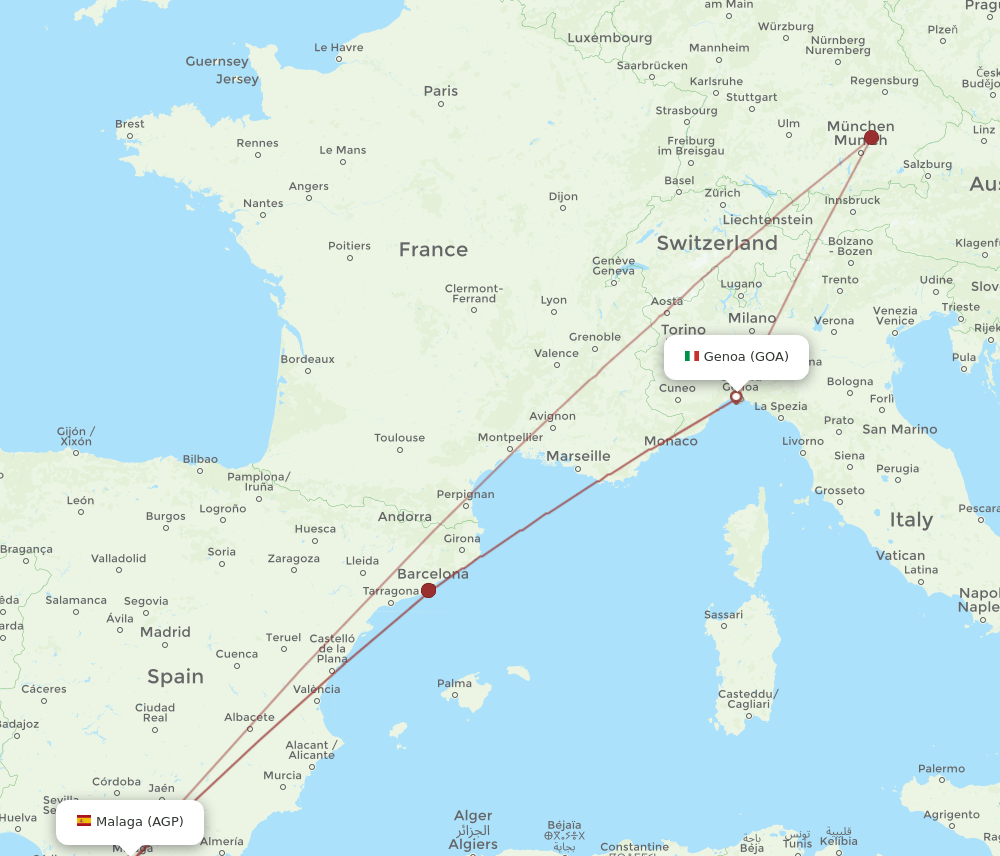 GOA-AGP flight routes