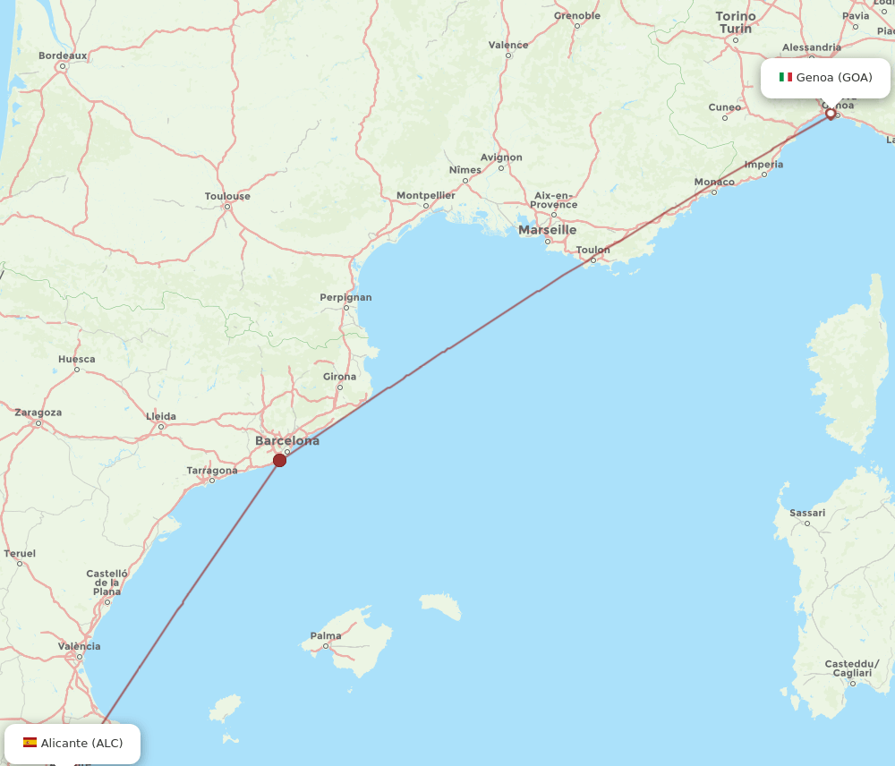 GOA-ALC flight routes