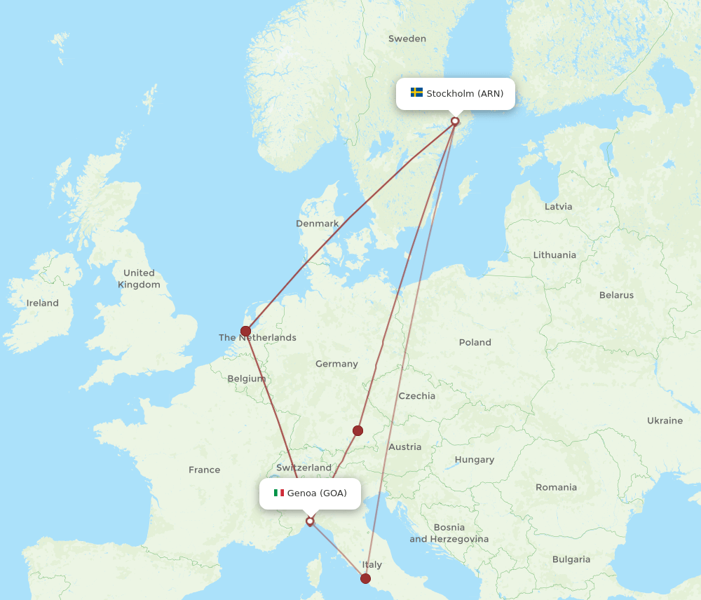GOA-ARN flight routes