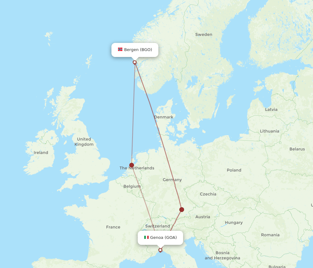 GOA-BGO flight routes