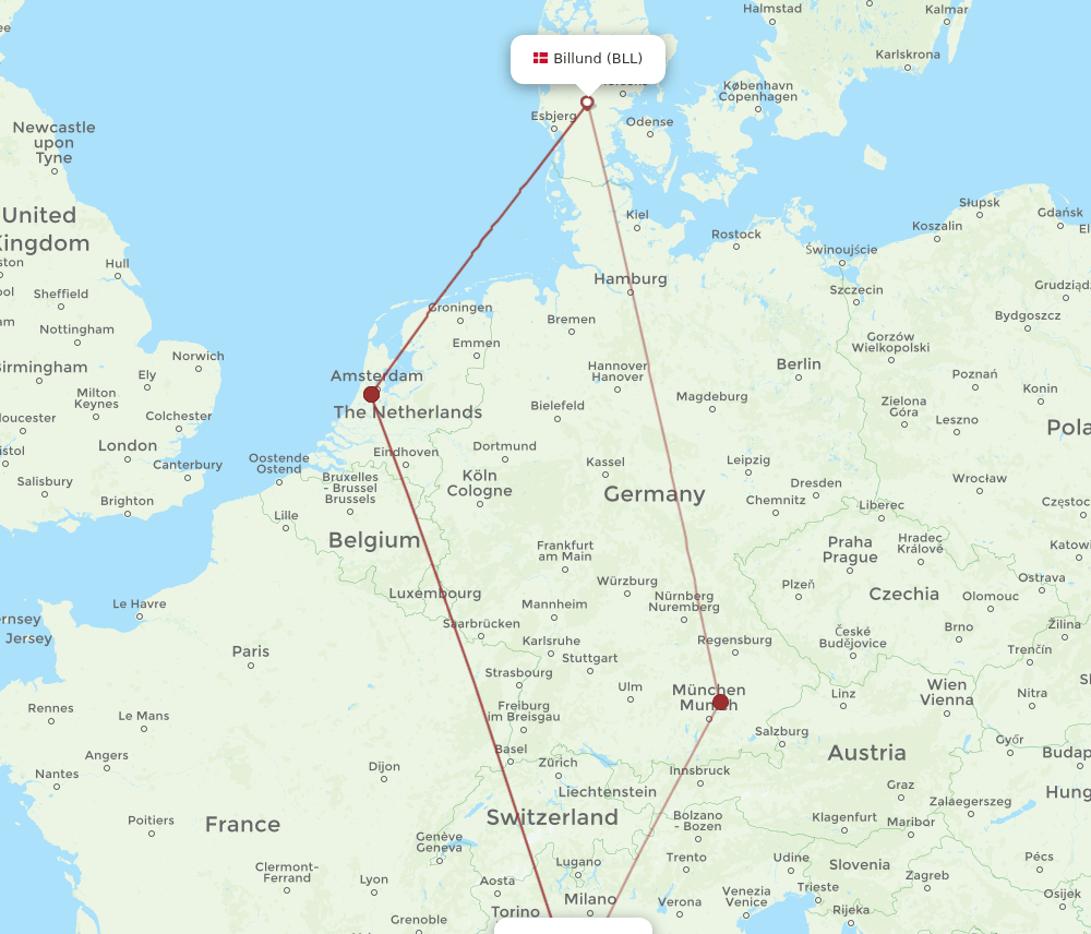 GOA-BLL flight routes