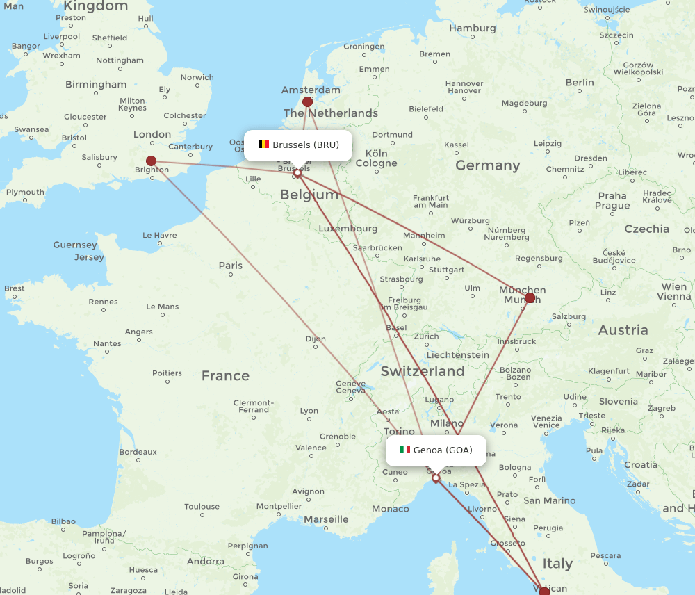 GOA-BRU flight routes