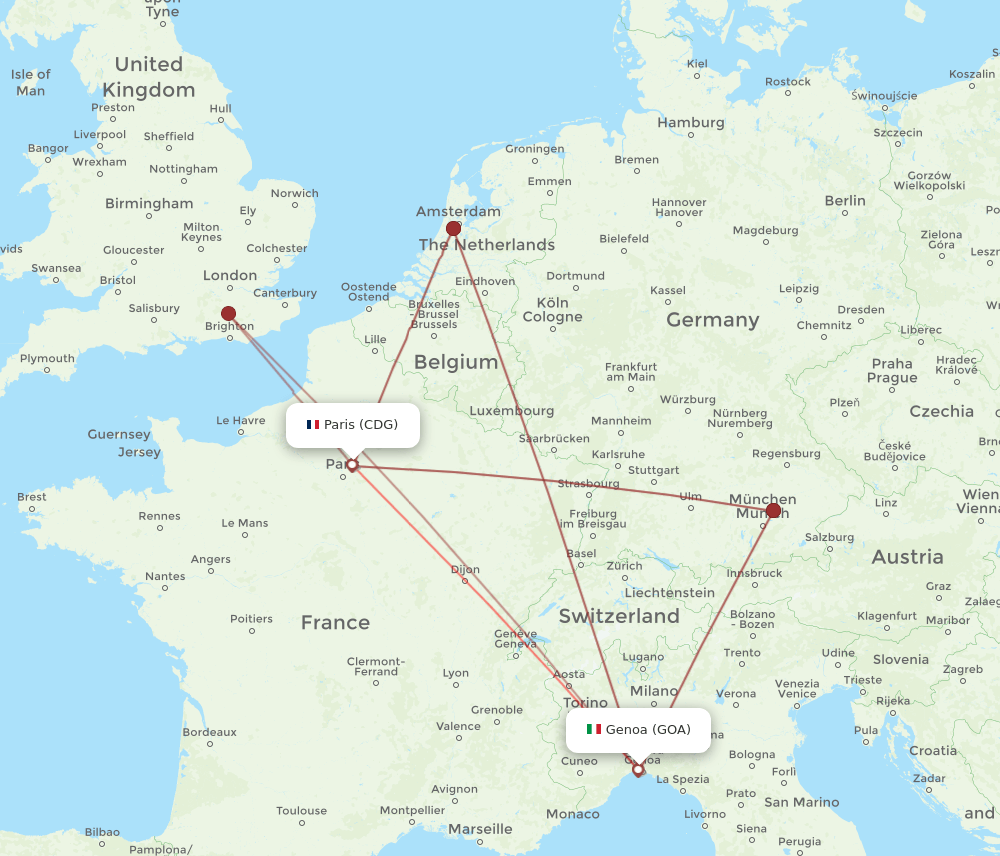 GOA-CDG flight routes