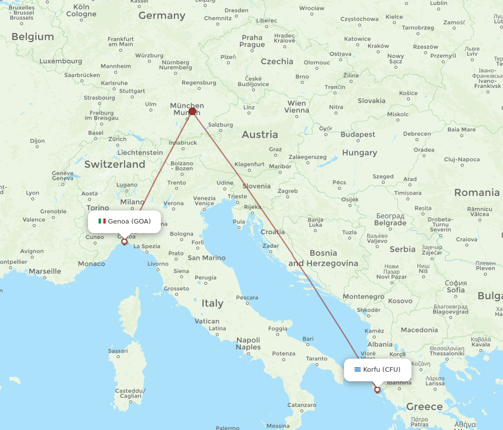 GOA to CFU flights and routes map