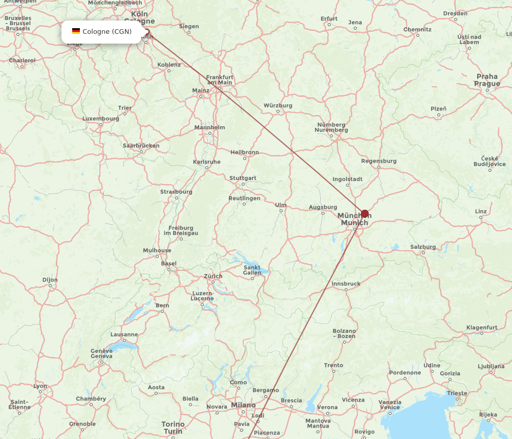 GOA-CGN flight routes