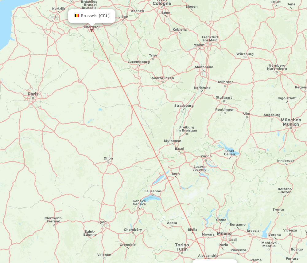 GOA to CRL flights and routes map