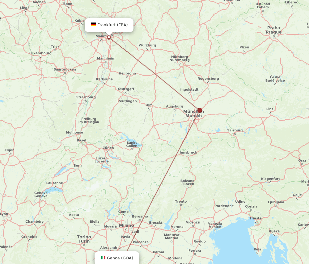 GOA to FRA flights and routes map
