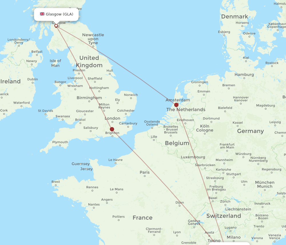 GOA-GLA flight routes