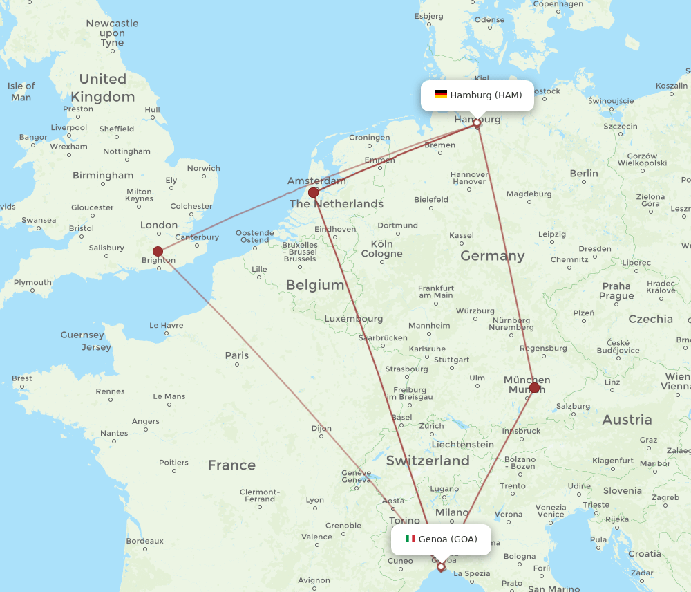 GOA-HAM flight routes