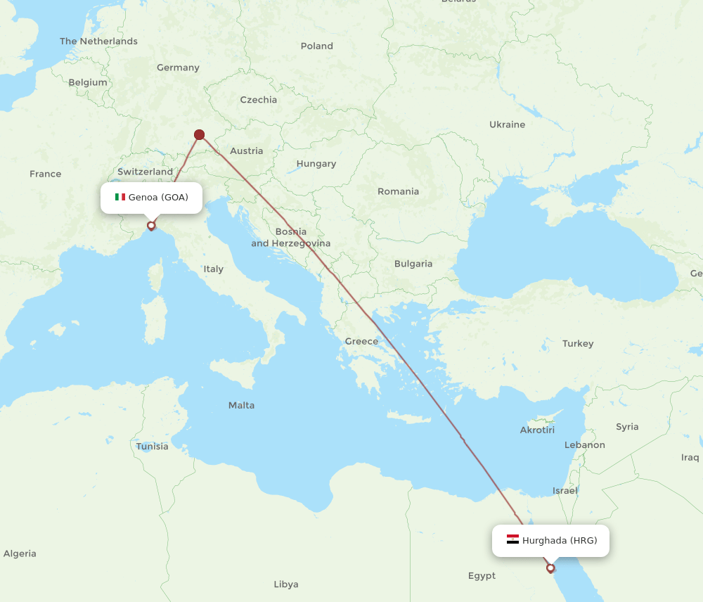 GOA-HRG flight routes