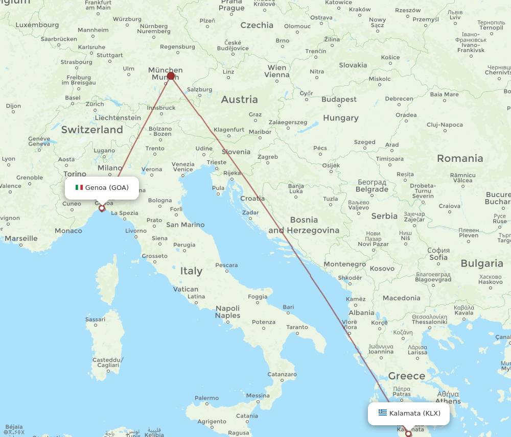 GOA-KLX flight routes