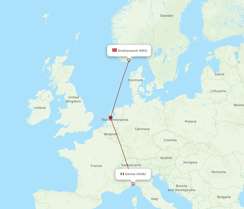 GOA to KRS flights and routes map