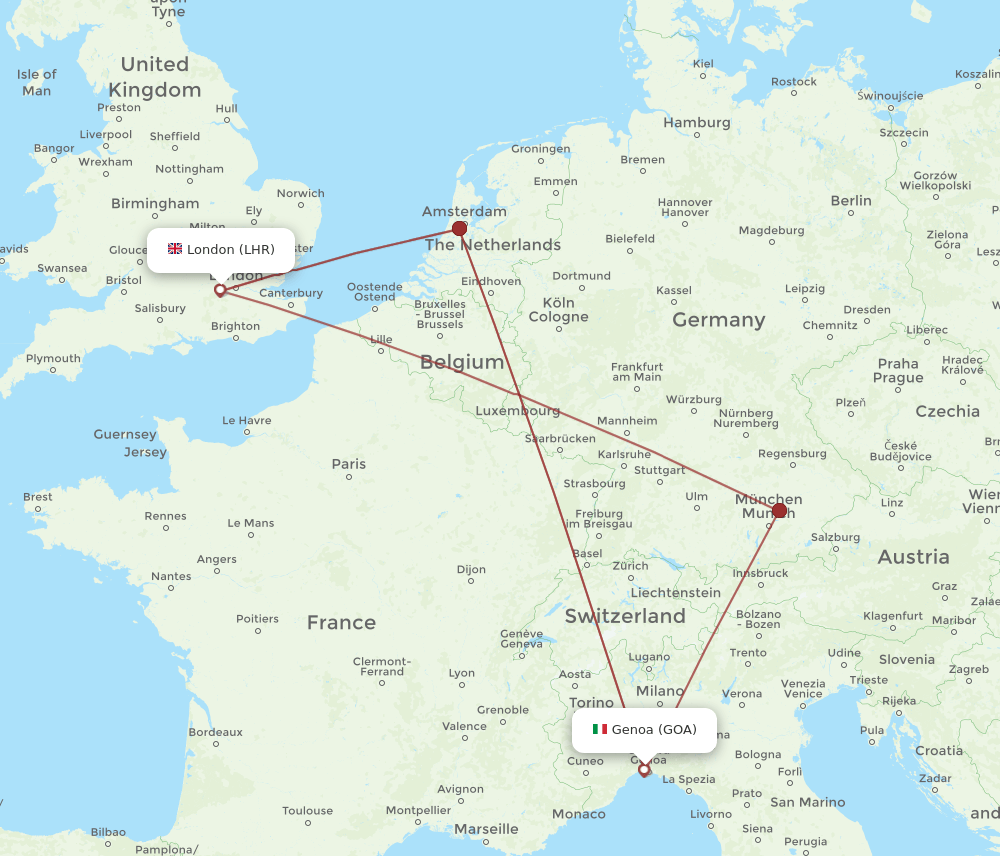 GOA-LHR flight routes