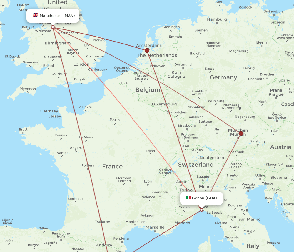GOA-MAN flight routes