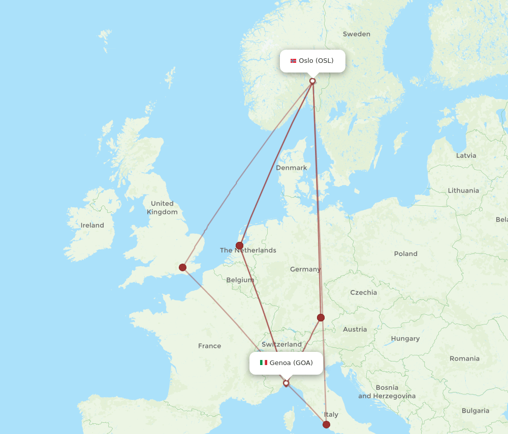 GOA to OSL flights and routes map