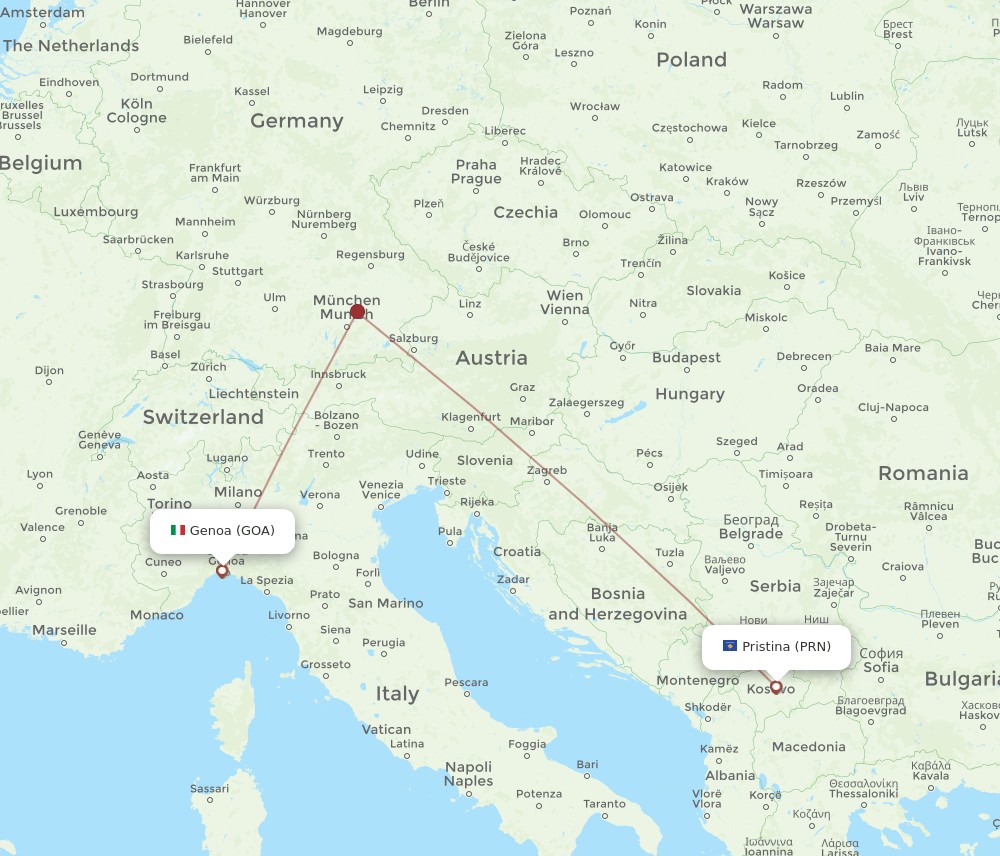 GOA-PRN flight routes