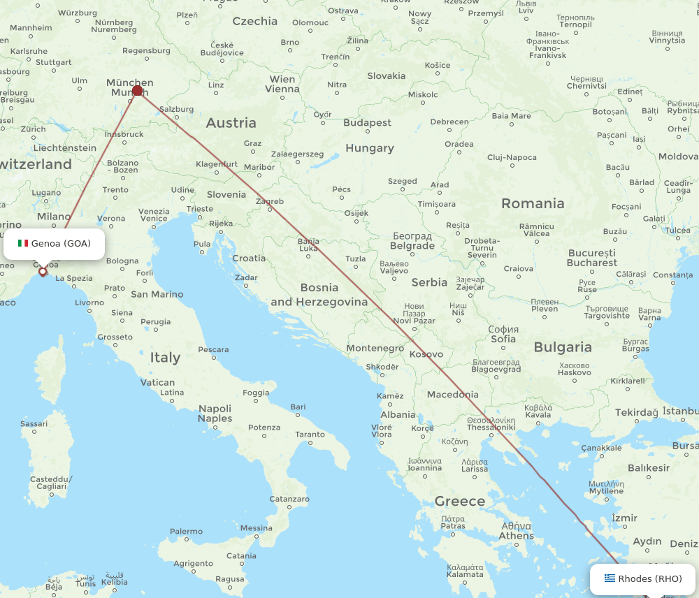 GOA to RHO flights and routes map
