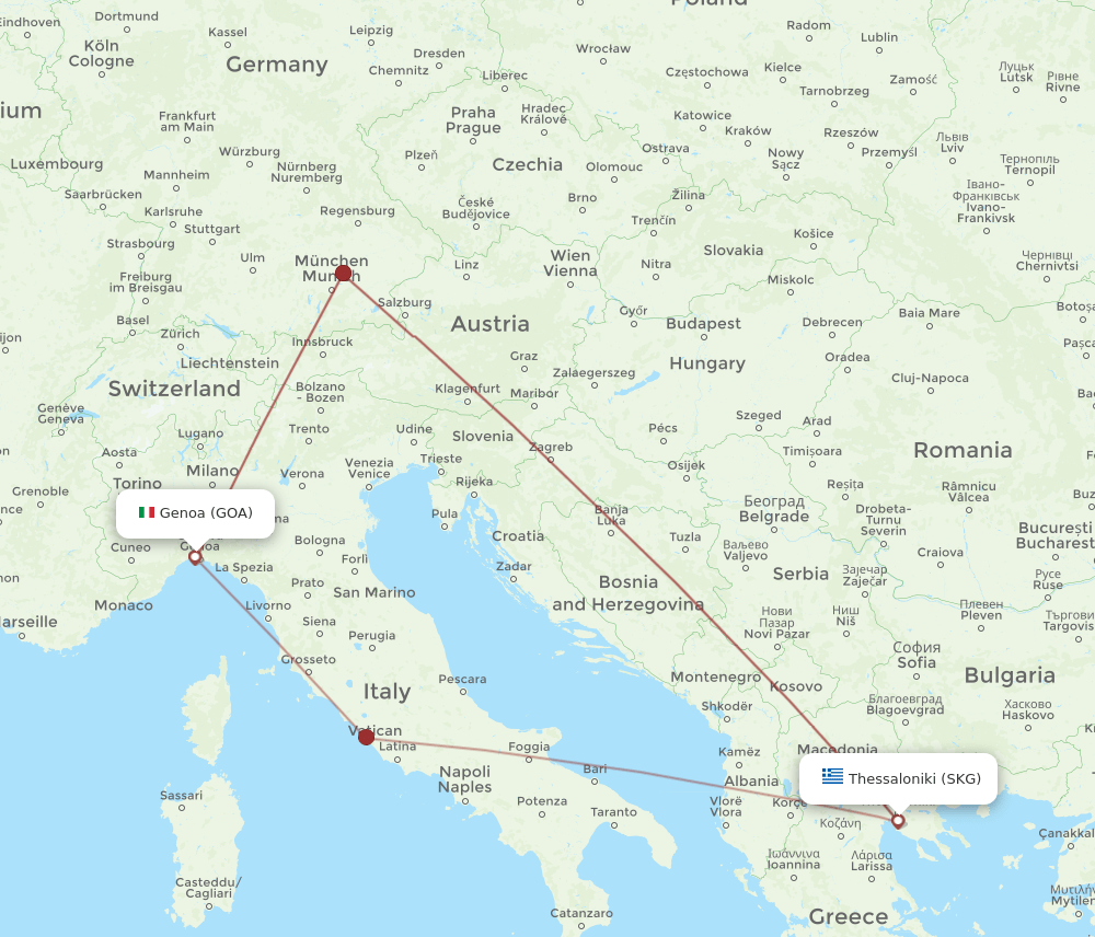 GOA to SKG flights and routes map