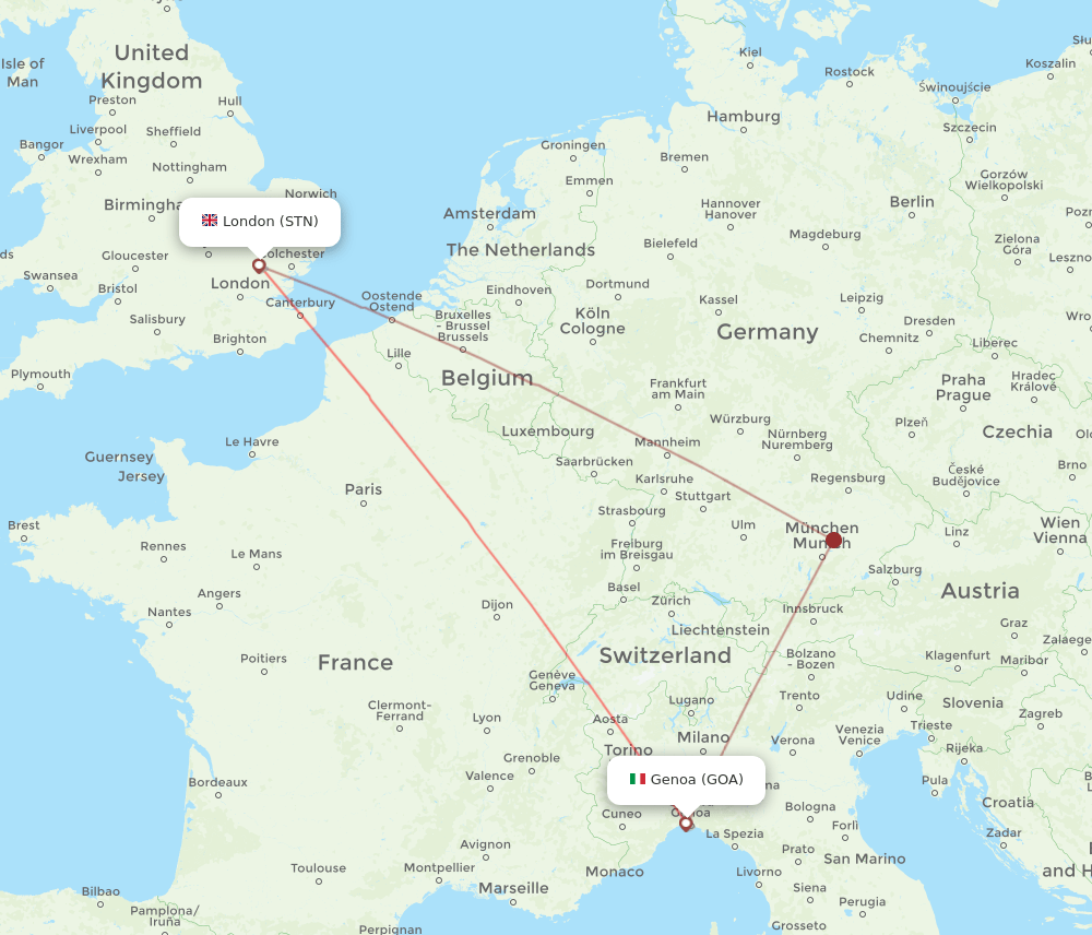 GOA-STN flight routes