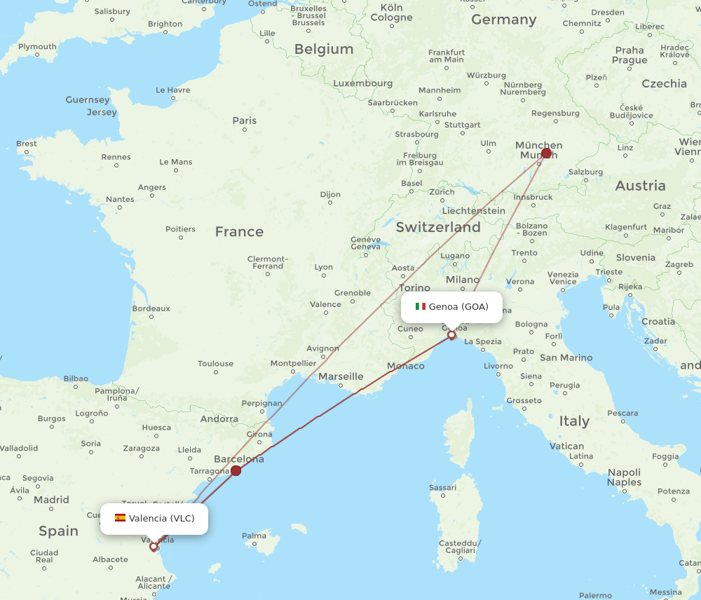 GOA-VLC flight routes