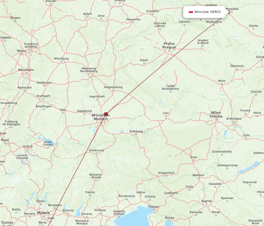 GOA to WRO flights and routes map