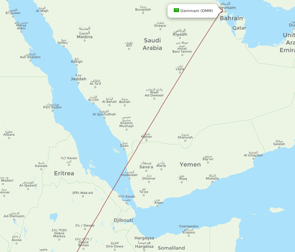 GOB-DMM flight routes