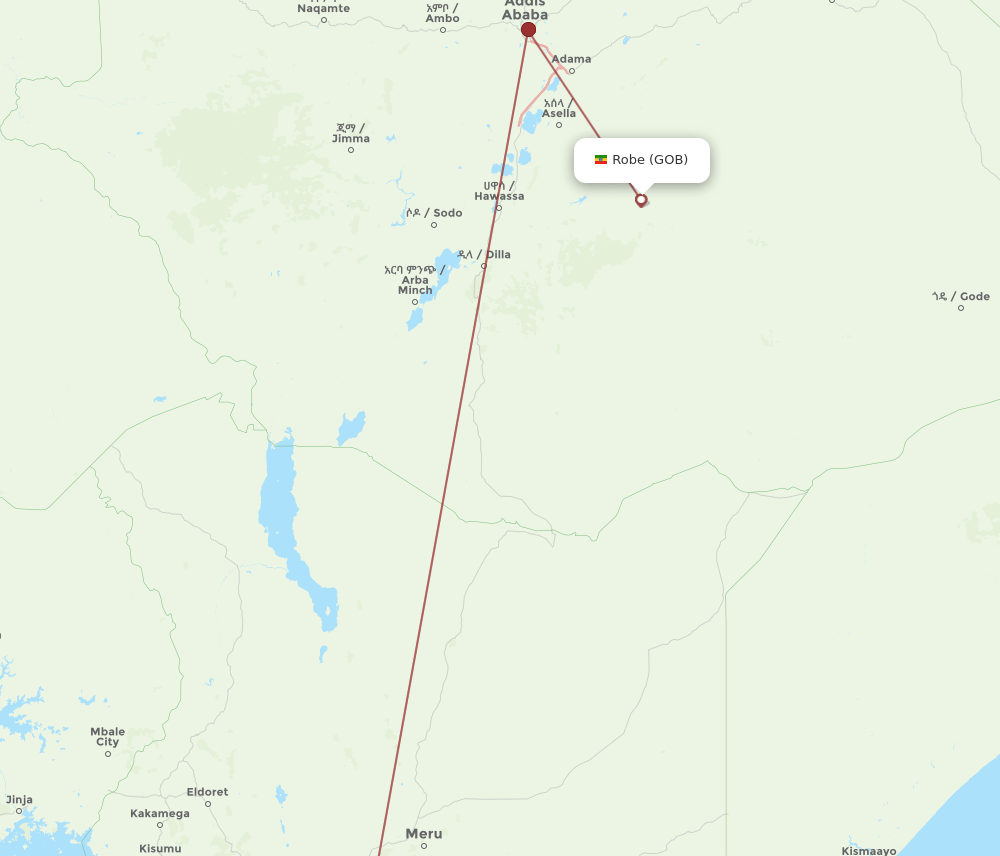 GOB to NBO flights and routes map