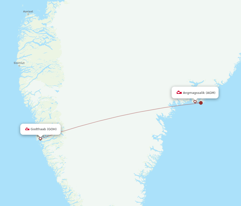 GOH to AGM flights and routes map