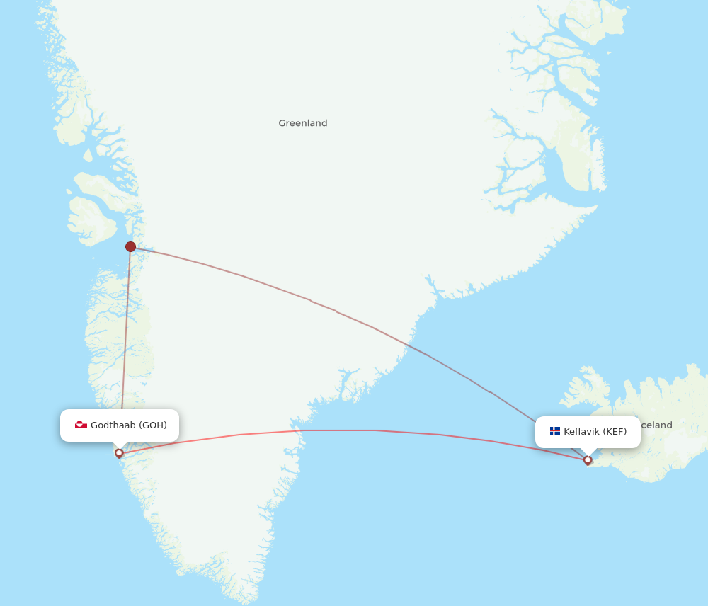 GOH to KEF flights and routes map