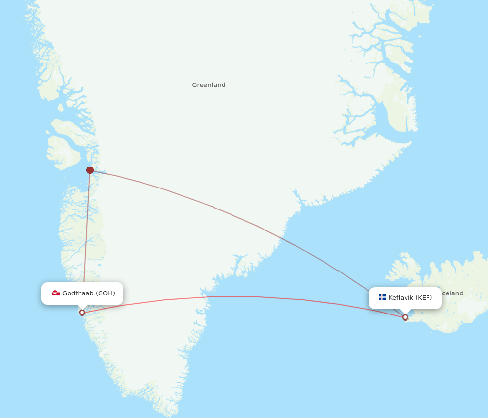 GOH-KEF flight routes