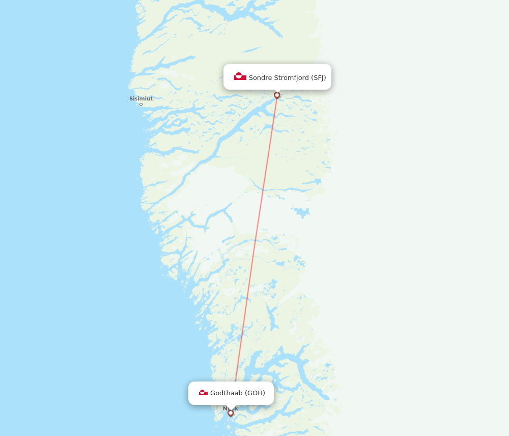 GOH to SFJ flights and routes map