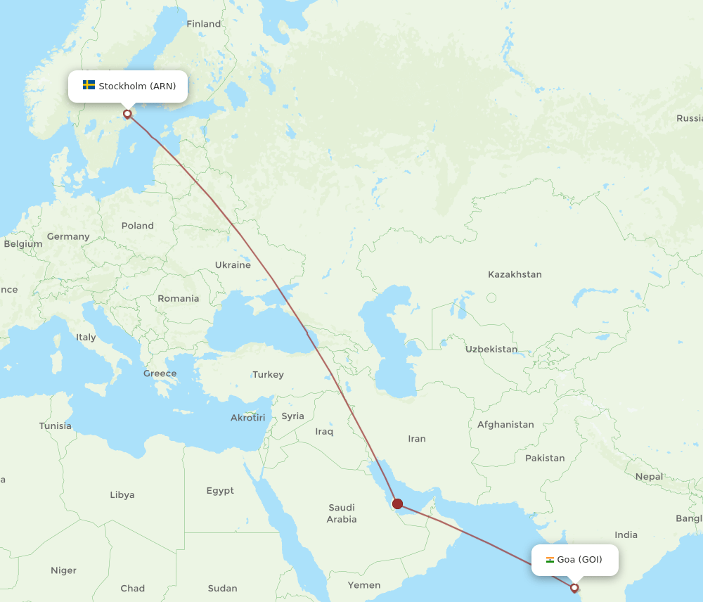 GOI-ARN flight routes