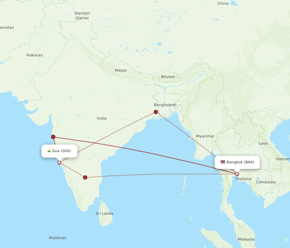 GOI-BKK flight routes
